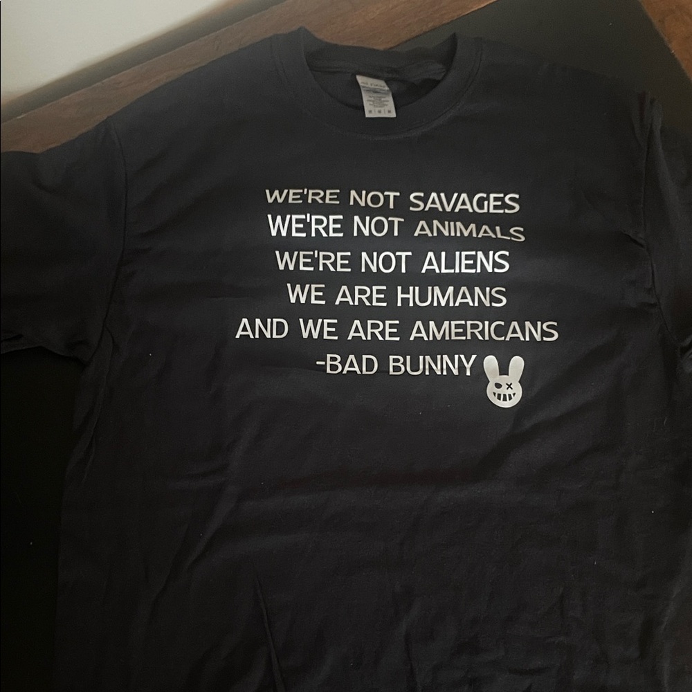 Black Graphic Tee with White Text bad bunny quote all sizes
